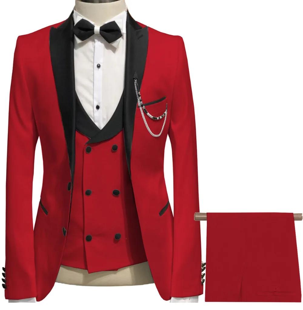 빨간 테르노 슬림핏 무도회 남성용 세트 신랑 정장, 웨딩 턱시도, 코스튬 재킷, 조끼, 바지, 최신 코트, 바지 디자인